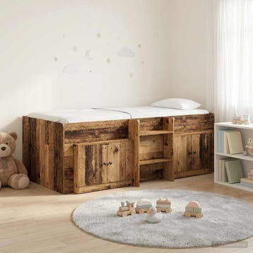vidaXL Loft Bed Frame met Kast met opslag 3 st Oud hout, Verzenden, Nieuw