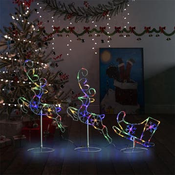 vidaXL Kerstdecoratie rendieren en slee 260x21x87 cm acryl, Verzenden, Nieuw