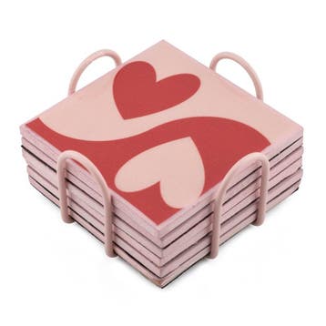Homebound Set van 6 onderzetters met rekje tekst love, Ophalen of Verzenden, Nieuw