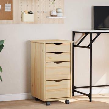 vidaXL Rollende kast met bureau MOSS Heldere vernis 34 x 39, Verzenden, Nieuw