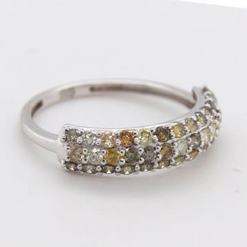 Zonder minimumprijs - Ring - 14 karaat Witgoud - 0.88ct. tw., Nieuw