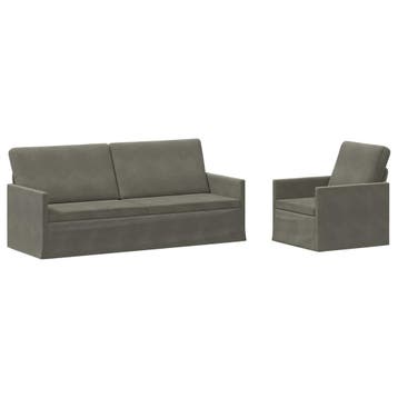 vidaXL bank / zetelstel 2 pcs Lichtgrijs Corduroy stof, Verzenden