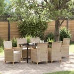 vidaXL Tuin Eettafel Set 7 pcs Beige poly rattan, Verzenden, Nieuw
