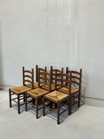 Stoel - hard hout - Set van zes stoelen - French Provenzal