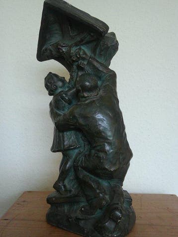 Maurice Van Der Meeren - Beeld, IN AANBIDDING - 35 cm - Gips