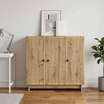 vidaXL Dressoir Artisanaal eiken 89 x 34,5 x 80 cm Bewerkt, Huis en Inrichting, Verzenden, Nieuw