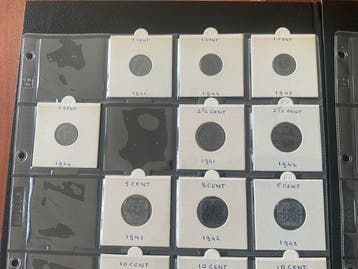 Pays-Bas. 1941-1944 oorlogs geld in zilver en zink. (Sans