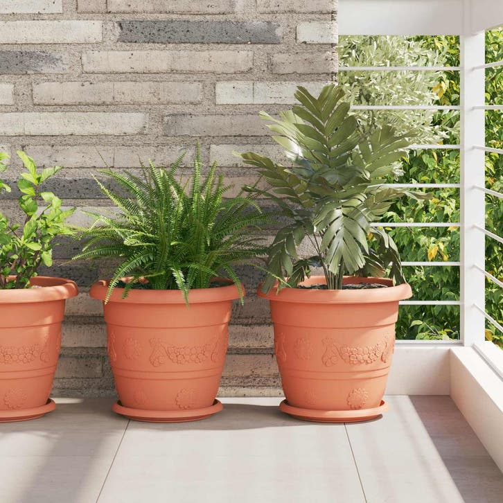 vidaXL Plantenpotten 24 pcs Baksteenrood Ø 30 x 25 cm, Tuin en Terras, Bloempotten, Nieuw, Verzenden