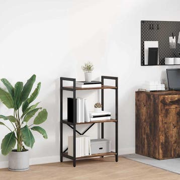 vidaXL Boekenplank 3-laags 56 x 34 x 96 cm Bewerkt hout Rook, Verzenden, Nieuw