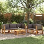 vidaXL 6-delige tuinbankset met kussens acaciahout & rotan, Tuin en Terras, Verzenden, Nieuw
