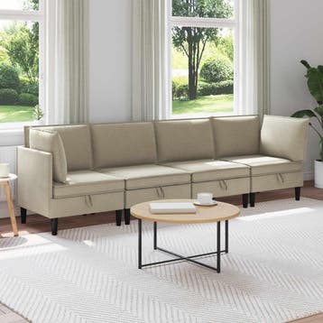 vidaXL Woonkamer Meubelset 4 st Zand Stof, Verzenden, Nieuw