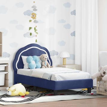 vidaXL Peuterbedframe met hoofdboard Politieblauw 70 x 140, Verzenden, Nieuw