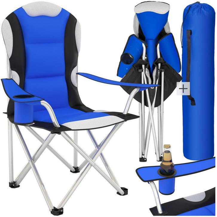 Kampeerstoel bekleed - blauw, per stuk, Caravans en Kamperen, Kampeeraccessoires, Verzenden