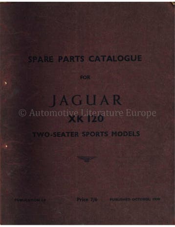 1950 JAGUAR XK 120 ONDERDELEN CATALOGUS ENGELS