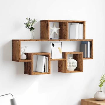vidaXL Wandplank Muurmontage Oud hout 82 x 15 x 51 cm, Verzenden