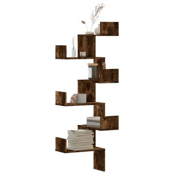 vidaXL Hoekwandschap 45x45x147 cm bewerkt hout gerookt, Verzenden