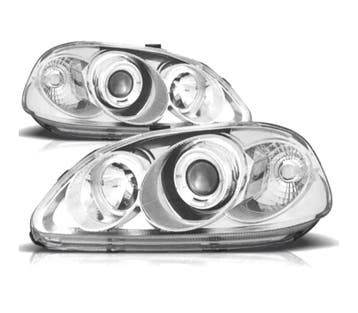 Phares Pour Honda Civic 99-01 Angel Eyes Fond Chromé, Verzenden