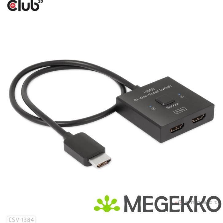 CLUB3D HDMI 2-in-1 Bi-directional Switch for 8K60Hz or, Computers en Software, Netwerk switches, Nieuw, Verzenden