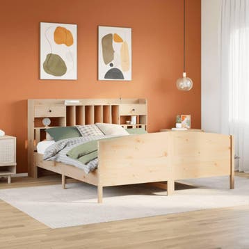 vidaXL Bed met boekenkast zonder matras massief grenenhout, Huis en Inrichting, Verzenden, Nieuw