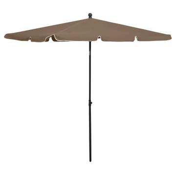 vidaXL Parasol met paal 210x140 cm taupe, Tuin en Terras, Verzenden, Nieuw