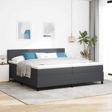 vidaXL Boxspring bed Donkergrijs en Wit 200 x 200 cm, Verzenden