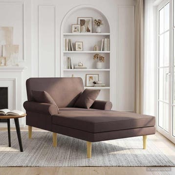 vidaXL Chaise longue Donkerbruin Stof, Verzenden