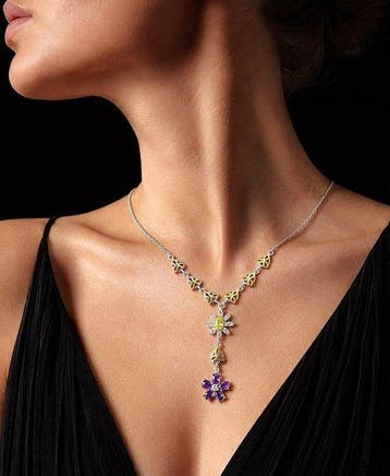 Amethist Peridoot Ketting - 925 Sterling Zilver -