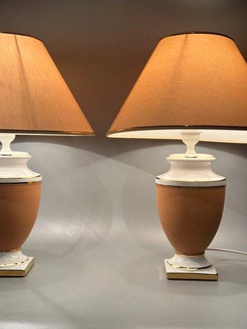 Tafellamp - Terracotta, Verguld, Keramiek - Twee vintage