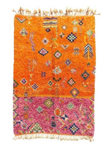 Tapis en laine fait main rose et orange Mrirt - Tapis - 300