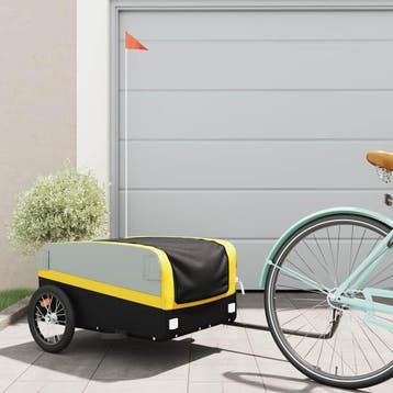 vidaXL Fietstrailer 45 kg ijzer zwart en geel, Verzenden, Nieuw