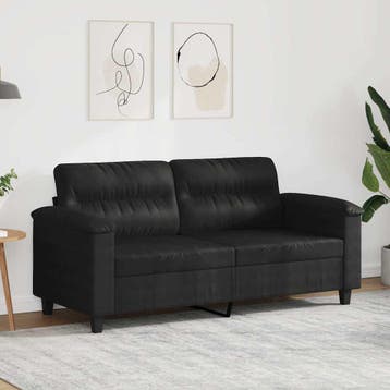 vidaXL Tweezitsbank / zetel 140 cm microvezelstof zwart, Verzenden, Nieuw
