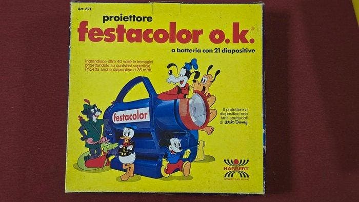 Festacolor OK a batteria con 21 diapositive - Completo, Verzamelen, Disney