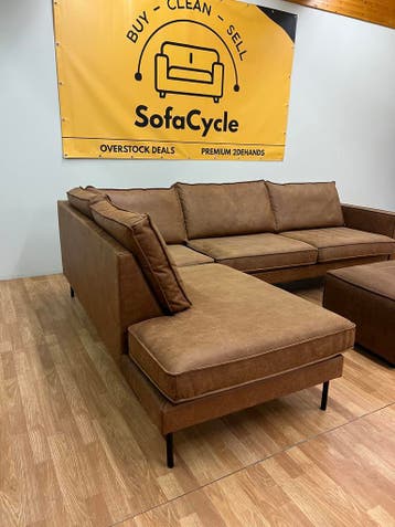 DIRECT LEVERBARE Cognac Hoekzetel -  SofaCycle, Ophalen of Verzenden