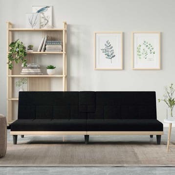 vidaXL Slaapbank / zetel met bekerhouders stof zwart, Verzenden, Nieuw