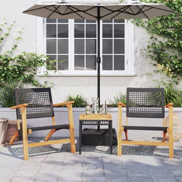vidaXL 3-delige Bistroset poly rattan en massief acaciahout, Verzenden