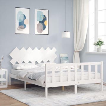 vidaXL Bedframe zonder matras massief grenenhout wit 140x200, Verzenden, Nieuw
