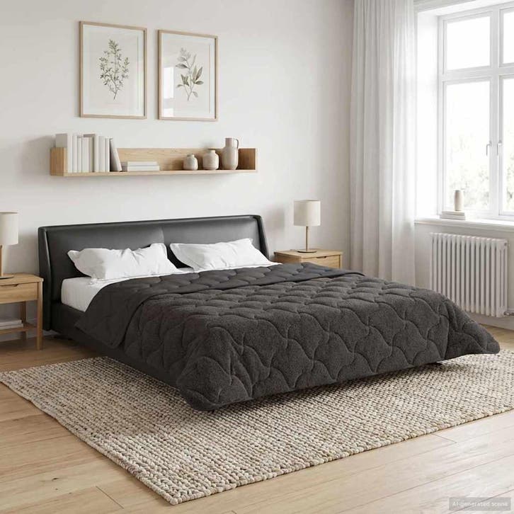 vidaXL Volledig Jaar Dekbed Gekwilt Antraciet 220 x 240 cm, Maison & Meubles, Chambre à coucher | Linge de lit, Envoi
