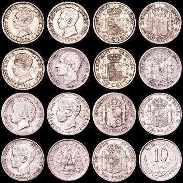 Espagne. Gobierno provisional, Alfonso XII y XIII. 1 Peseta,