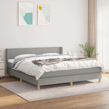 vidaXL Boxspring met matras stof lichtgrijs 180x200 cm, Verzenden, Nieuw