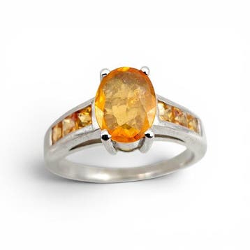 Sans prix de réserve - Bague Argent - Saphir Orange, Nieuw
