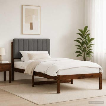 vidaXL Bedframe met gestoffeerd hoofdbord Donkerbruin en, Verzenden