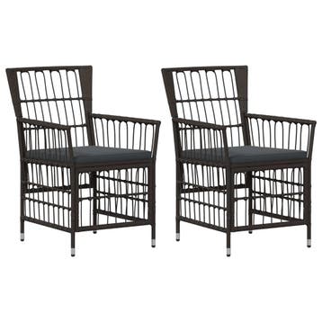 vidaXL Tuinstoelen 2 st Zwart PE rattan, Staal en Polyester, Tuin en Terras, Tuinstoelen, Verzenden, Nieuw