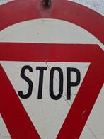 Vintage industriële STOP-signalisatie - Bord - Staal -