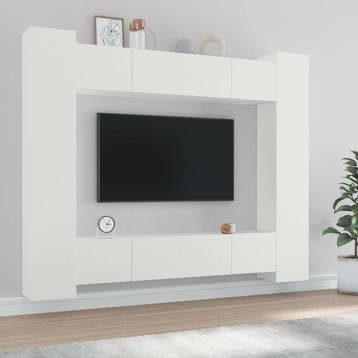 vidaXL 8-delige Tv-meubelset bewerkt hout wit, Verzenden, Nieuw