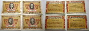 4 Scheine (10 Pf,25pf,50 Pf,1 Mark) 4 -11 12 1921 duitse..., Postzegels en Munten, Verzenden