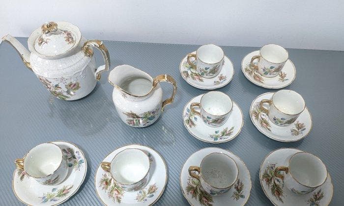 Sarreguemines, Keller et Guérin de Luneville - Koffieservies, Antiek en Kunst, Antiek | Glaswerk en Kristal