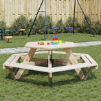 vidaXL Picknicktafel voor 6 kinderen met banken zeshoekig, Verzenden, Nieuw
