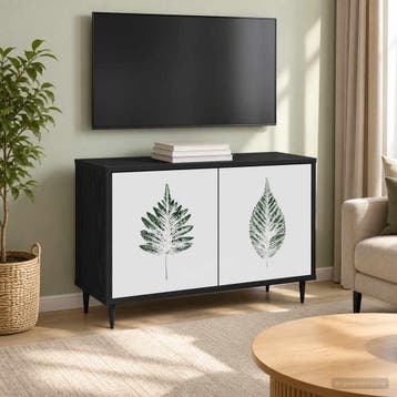 vidaXL Tv-meubel HANAU 69 x 33 x 50,5 cm Zwart eiken Bewerkt, Verzenden, Nieuw