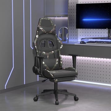 vidaXL Massage gamestoel met voetensteun kunstleer zwart en, Verzenden, Nieuw