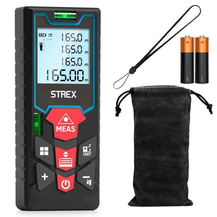 Strex Laser Afstandsmeter 60m Bereik -Incl. Beschermhoes, Doe-het-zelf en Bouw, Meetapparatuur, Nieuw, Verzenden
